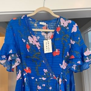 Tanya Taylor size 2 blue floral dress NWT.